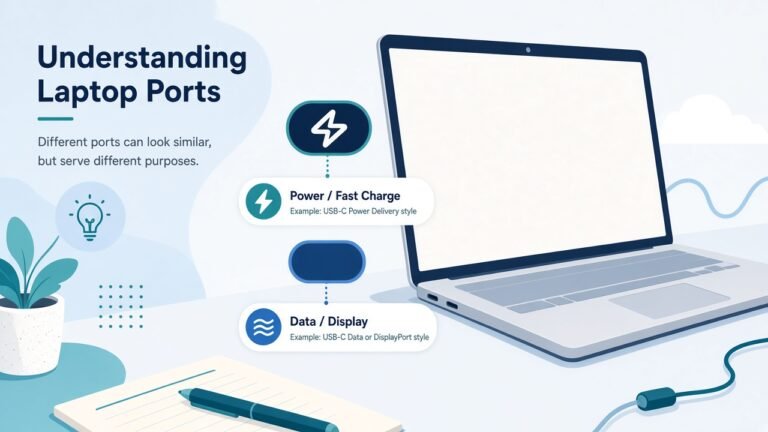 Original illustration comparing Thunderbolt and USB-C laptop port styles