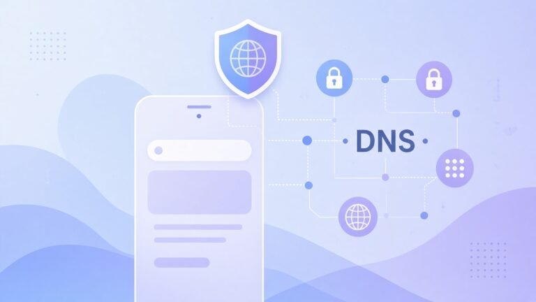 Abstract smartphone with private DNS shield and network nodes