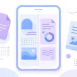 Abstract phone with split panels for studying and notes