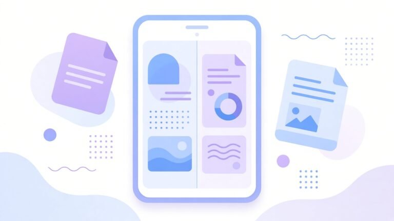 Abstract phone with split panels for studying and notes