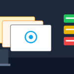 Flat vector illustration of study flashcards and a laptop with simple card deck icons