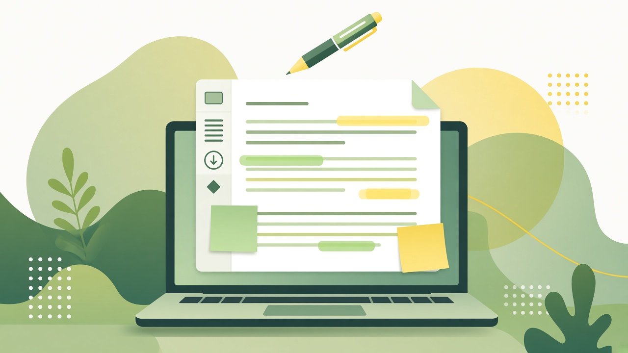 Windows laptop showing PDF highlights and annotation tools