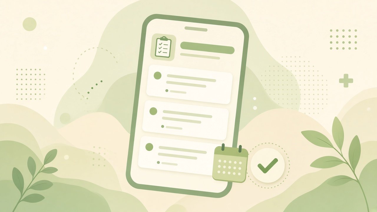 Original illustration of a phone checklist for college assignments