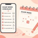 Phone checklist and calendar for exam week planning