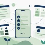 Abstract phone checklist and kanban cards for internship applications