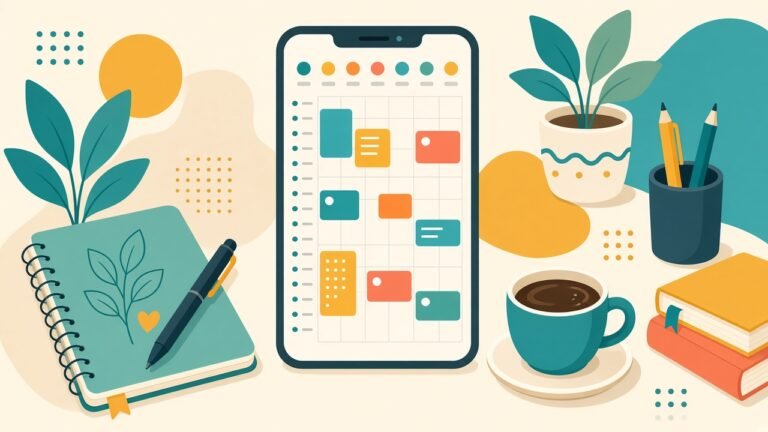 Illustration of a weekly study plan on a phone