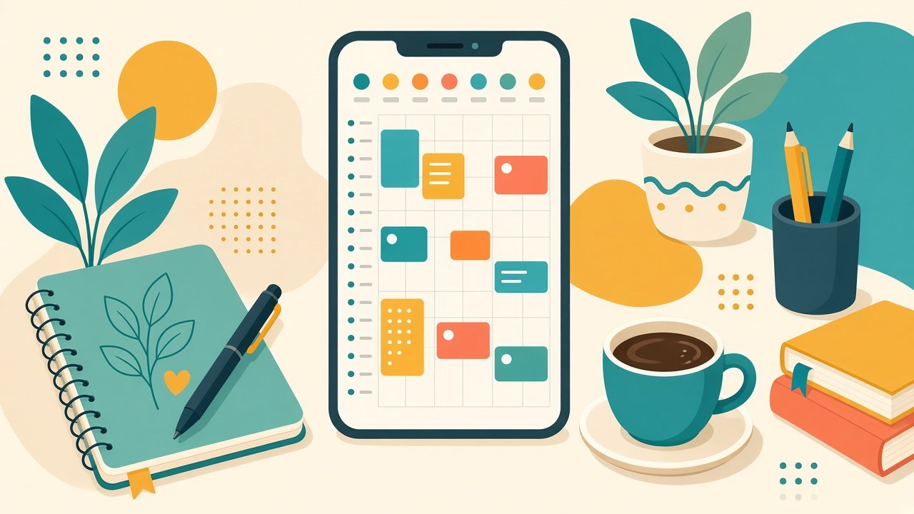 Illustration of a weekly study plan on a phone