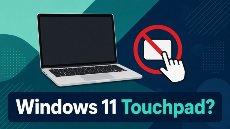 Original illustration of a laptop with a disabled touchpad icon, Windows 11 touchpad not working